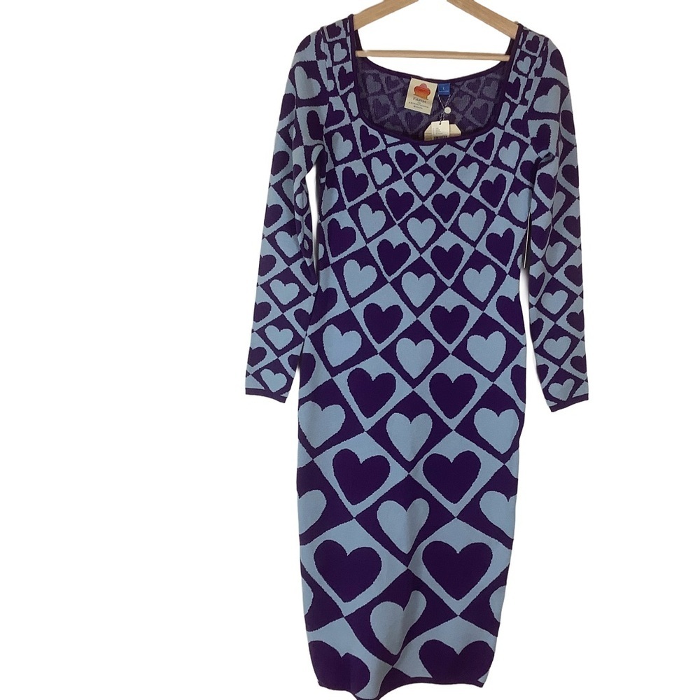 Anthropologie x Farm Rio Heart Sweater Midi Dress NWT | Size Small - Picture 2 of 11